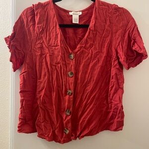 Urban Romantics Large Burnt Orange Red Button Up Top Large